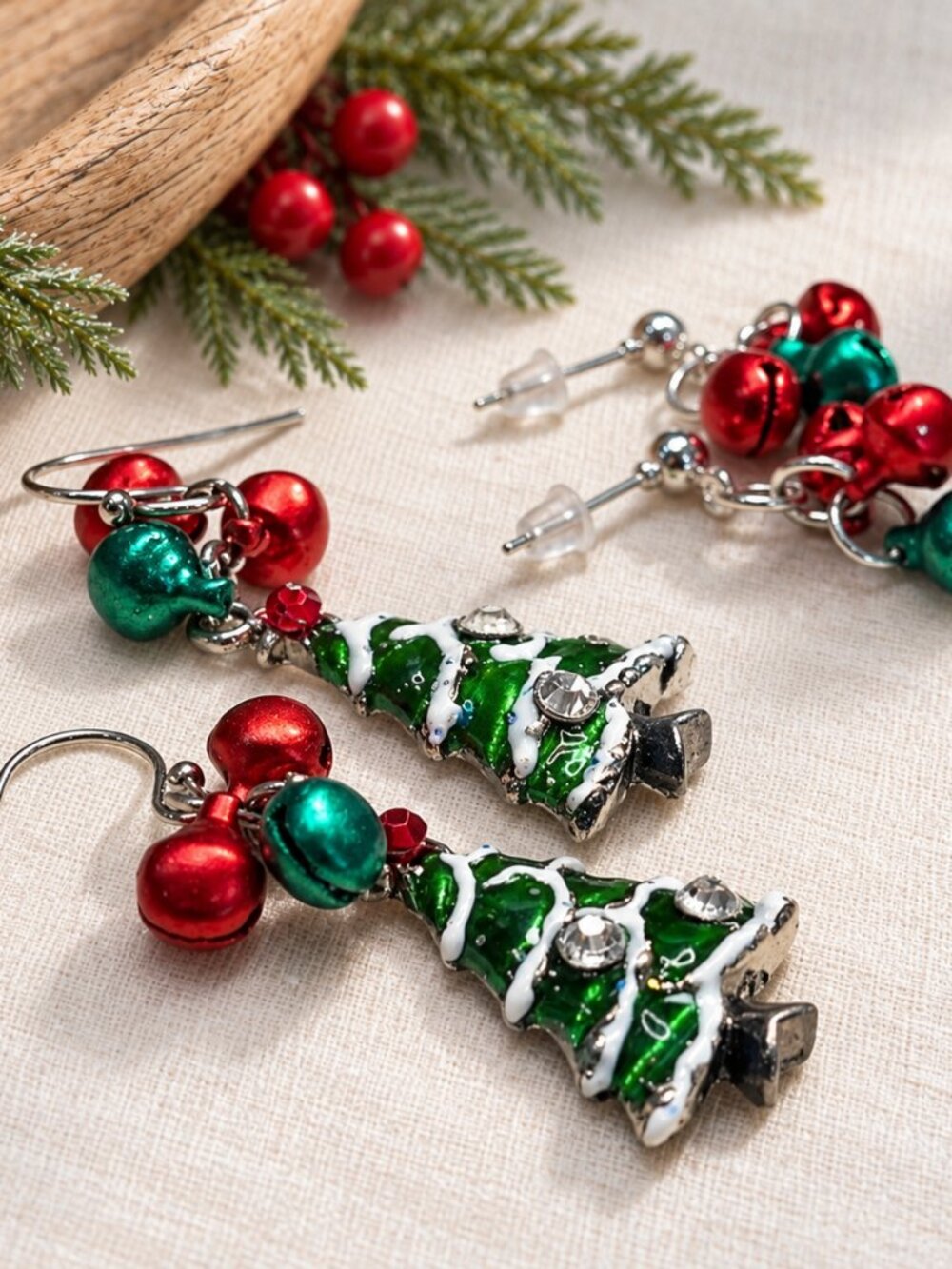 Mother & Daughter Christmas Dangling Earrings—Pierced & Clips